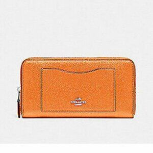 Coach F20168 Zip Wallet in Metallic Tangerine